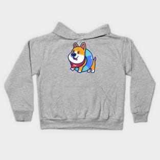 Cute Corgi With Swim Ring Kids Hoodie